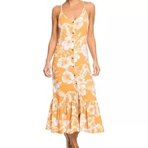 Roxy Orange Floral Midi Dress